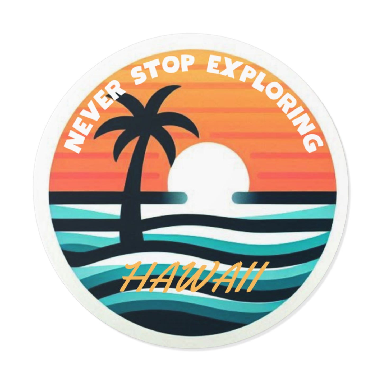 Tropical Sunset Round Vinyl Stickers