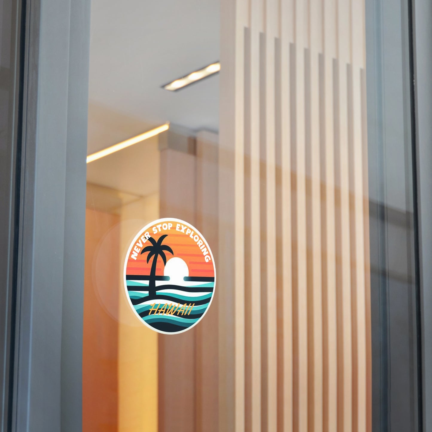 Tropical Sunset Round Vinyl Stickers