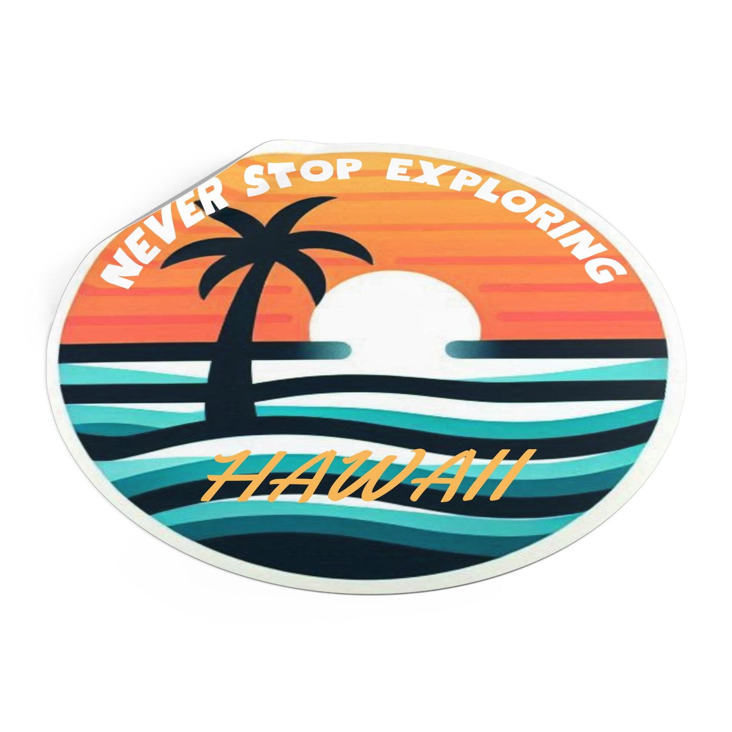 Tropical Sunset Round Vinyl Stickers