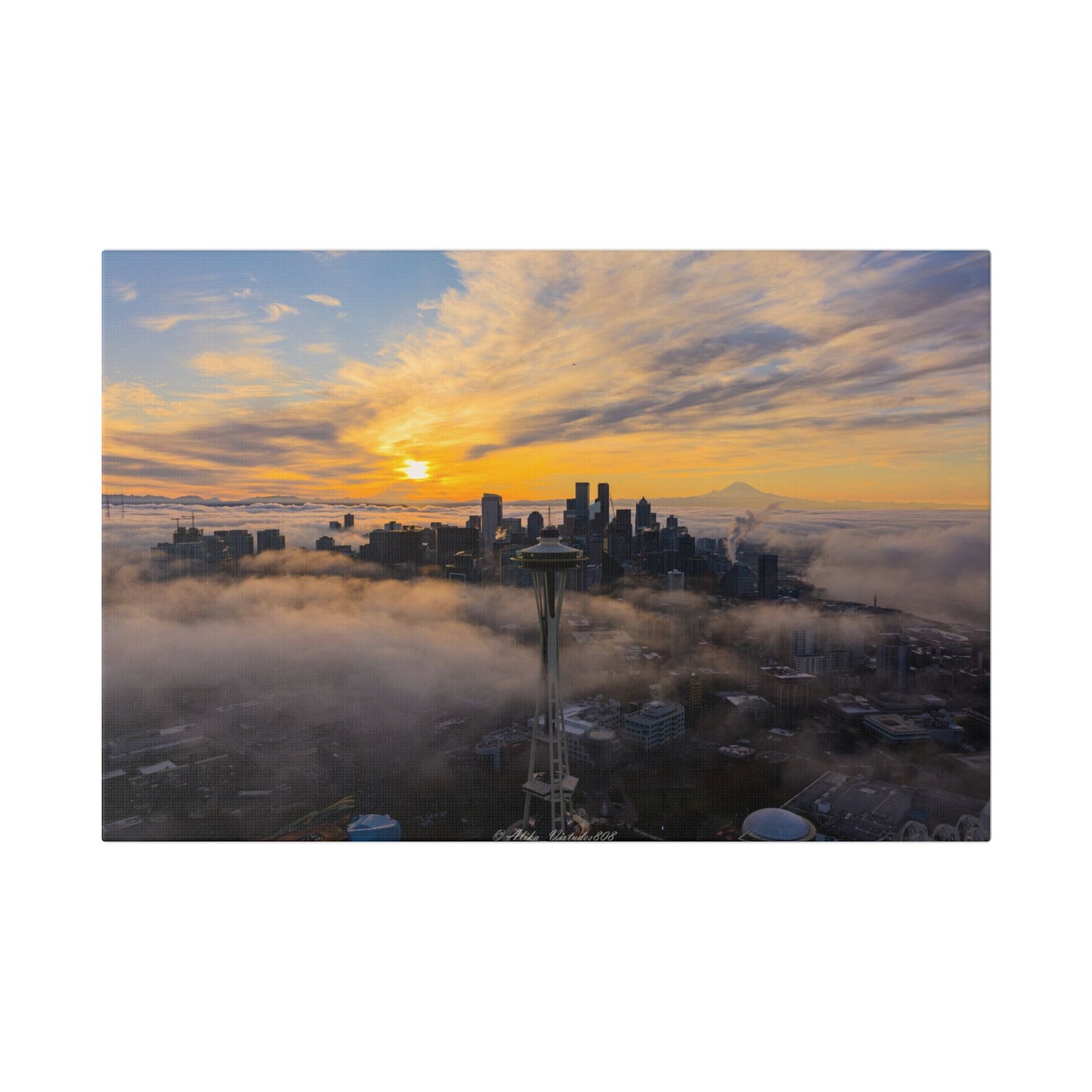 Seattle Skyline Above the Morning Fog