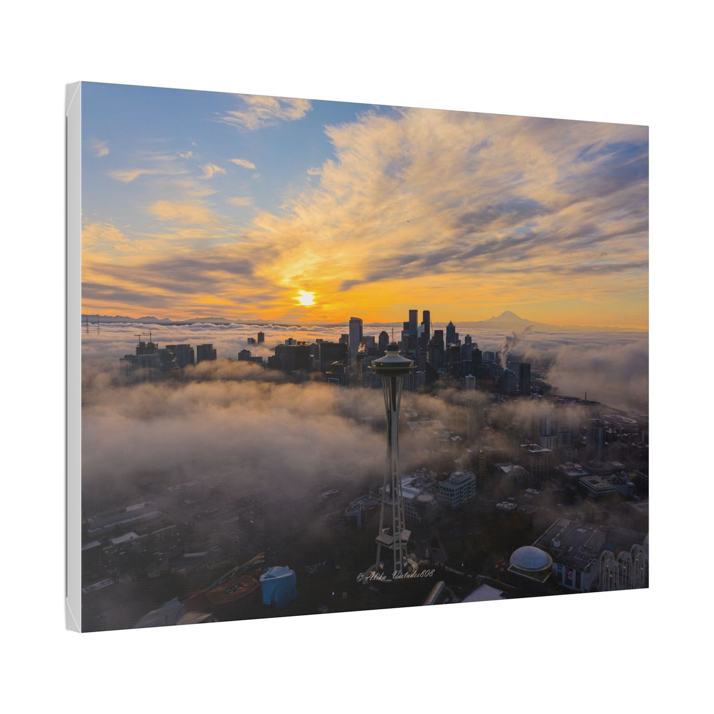Seattle Skyline Above the Morning Fog