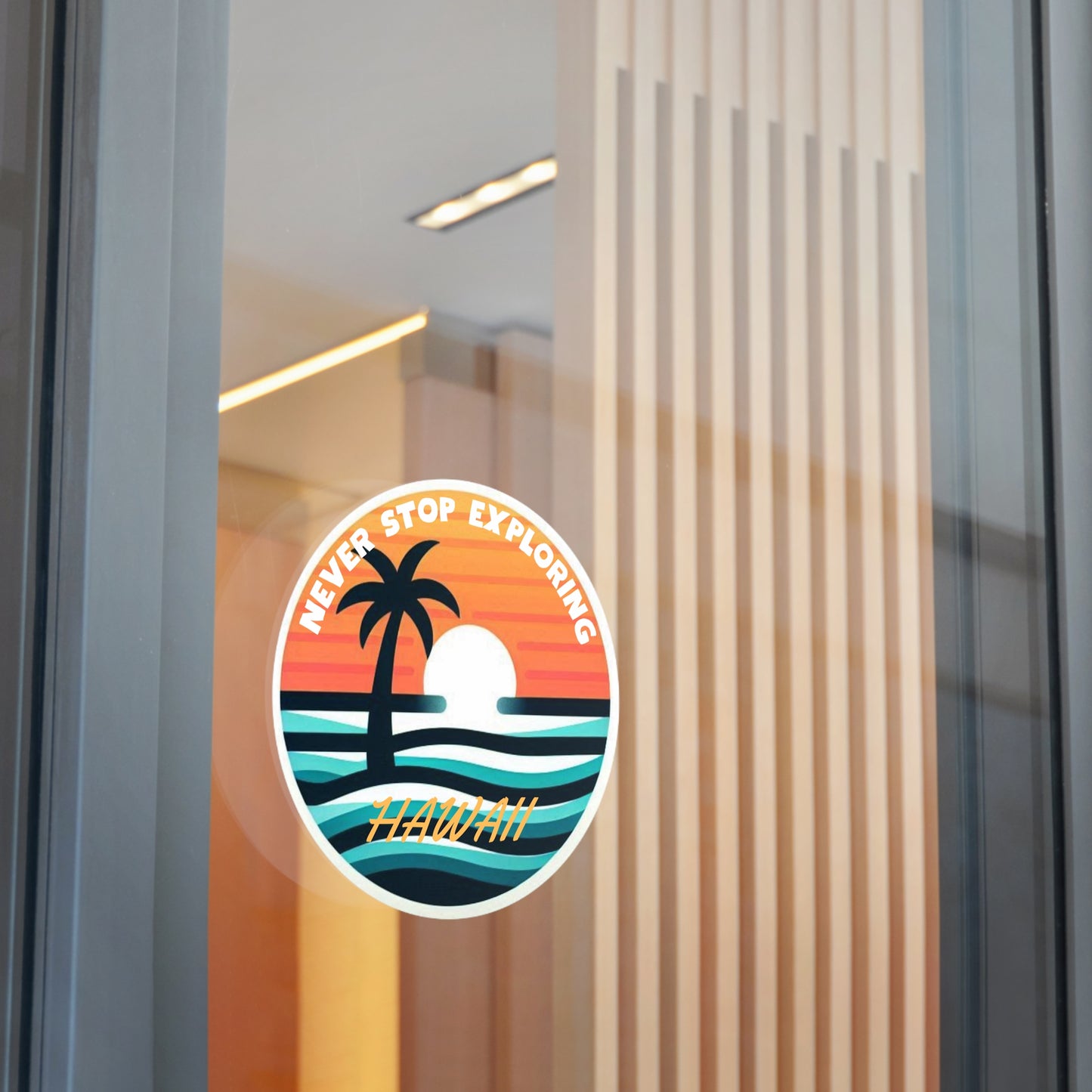 Tropical Sunset Round Vinyl Stickers