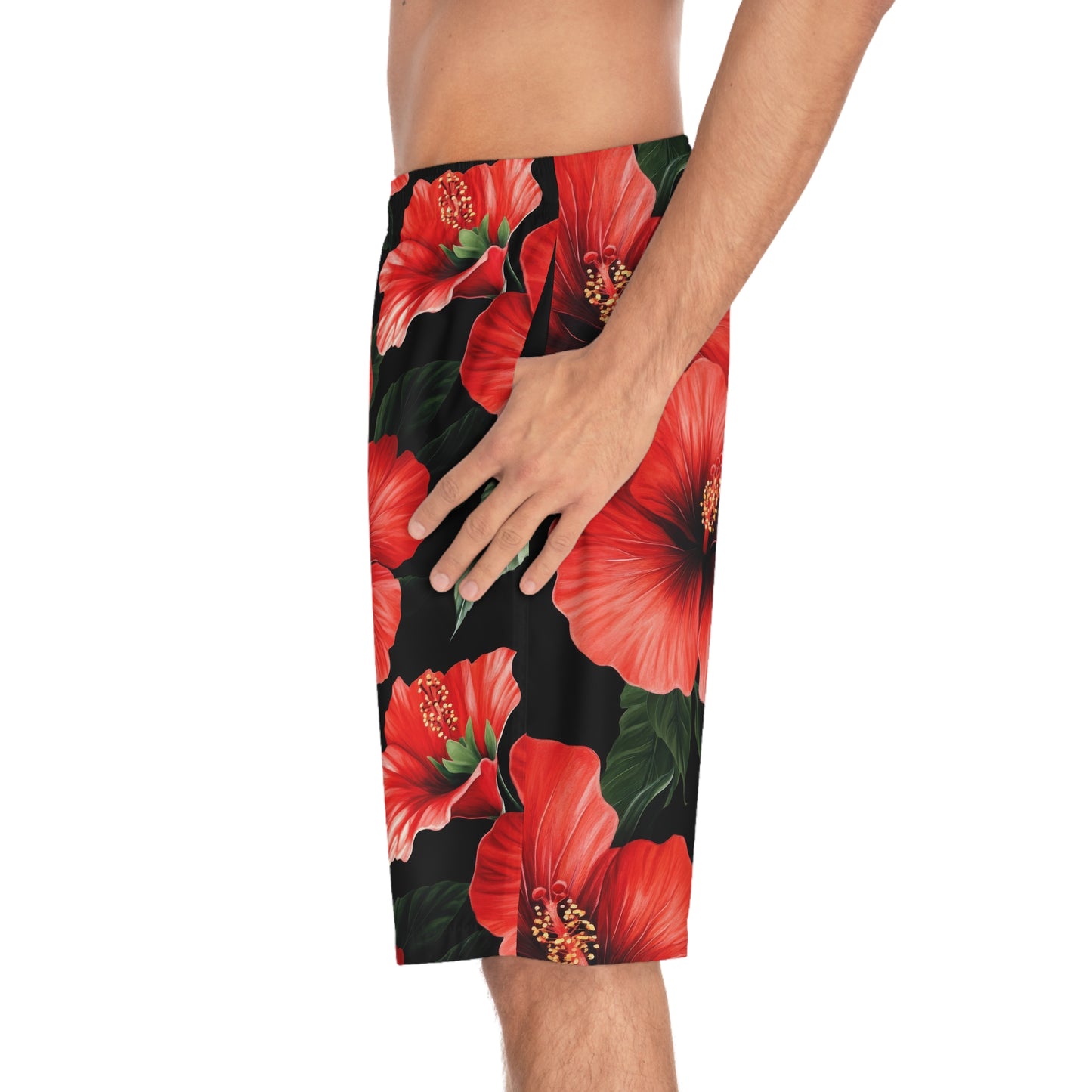 Red Hibiscus Men's Board Shorts
