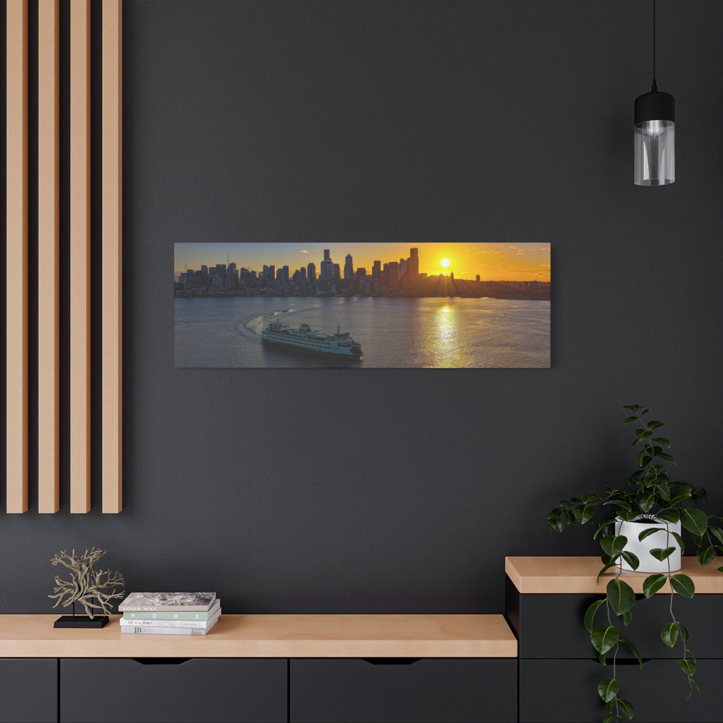 Sunrise Over Downtown Seattle and Seattle Ferry