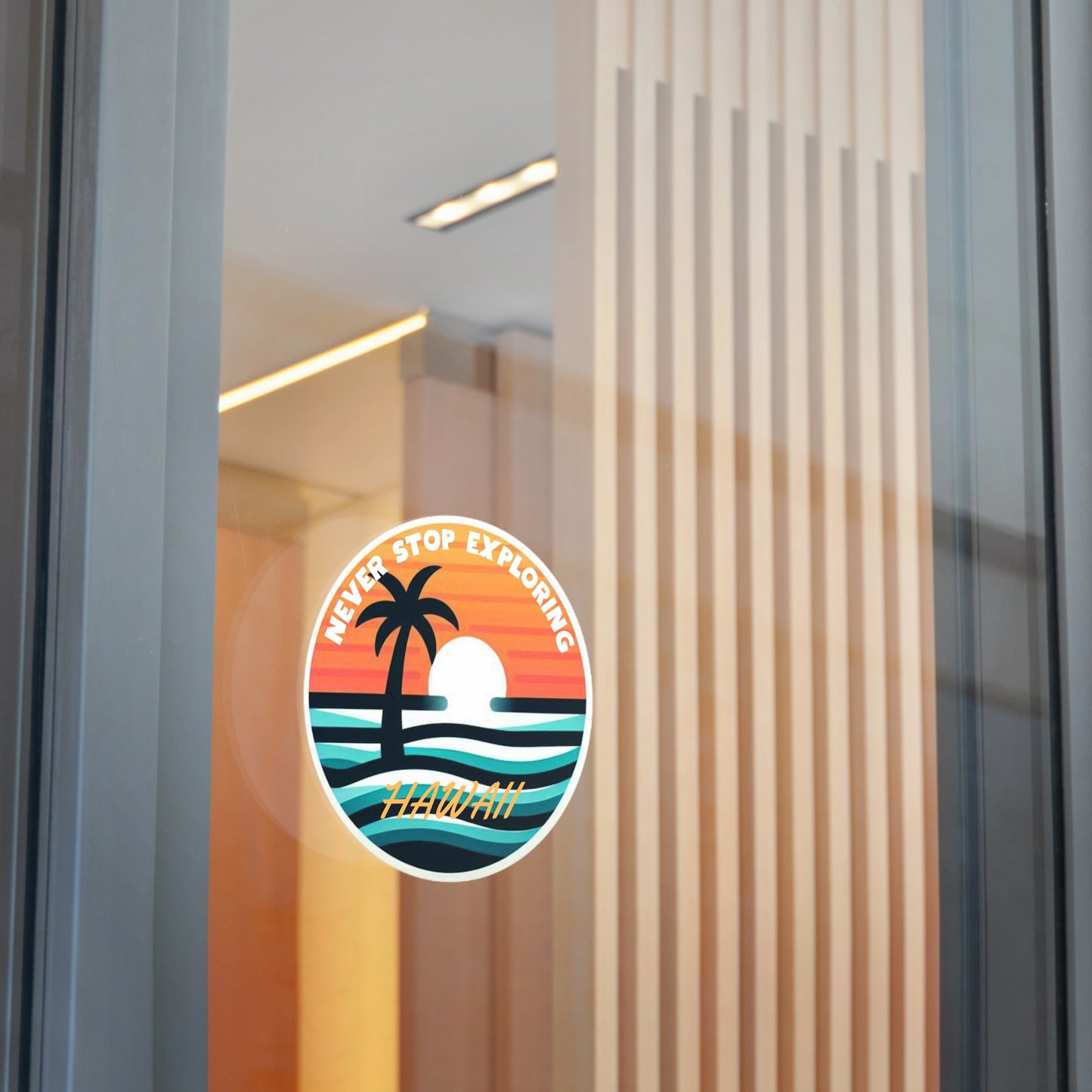 Tropical Sunset Round Vinyl Stickers