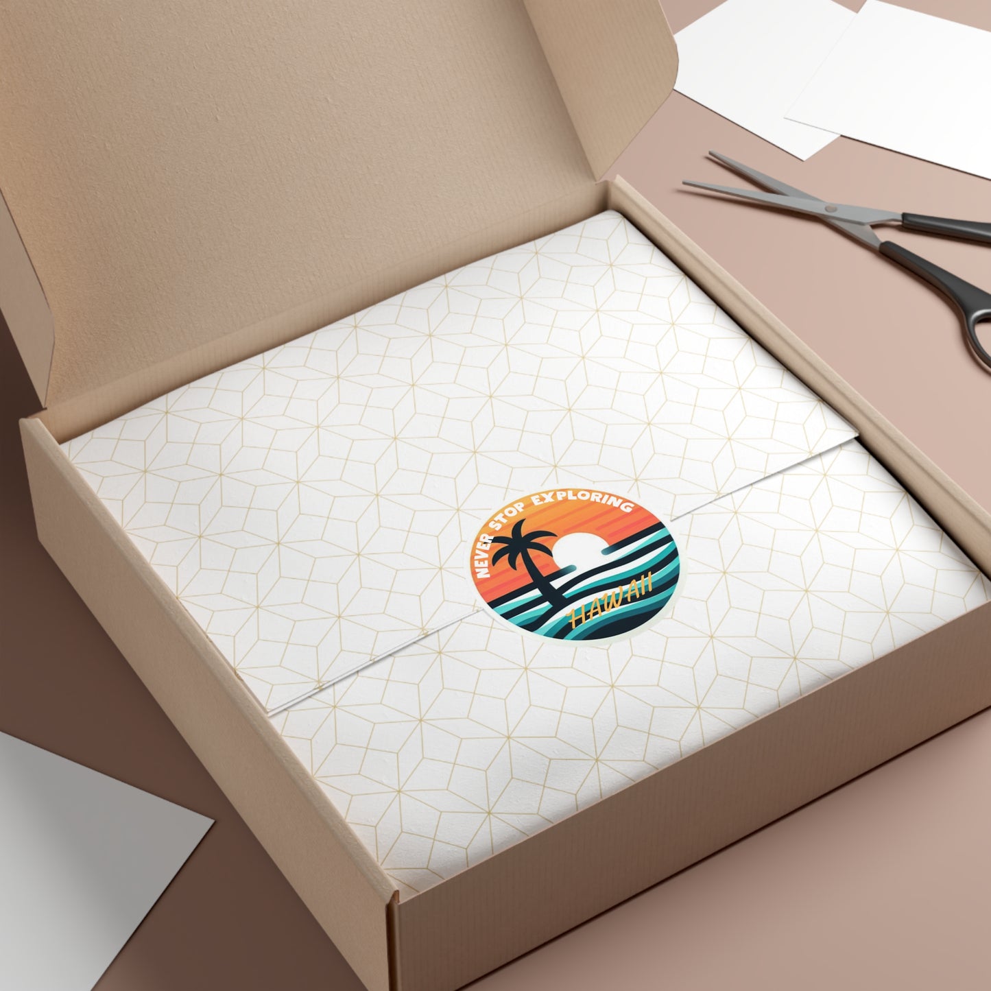 Tropical Sunset Round Vinyl Stickers