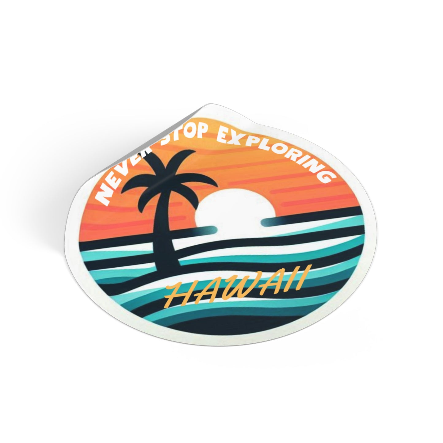 Tropical Sunset Round Vinyl Stickers