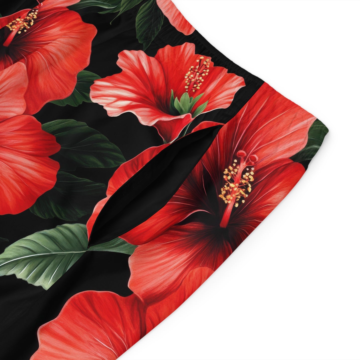 Red Hibiscus Men's Board Shorts