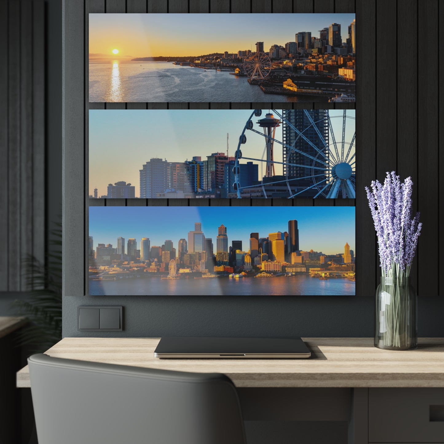 Seattle Golden Hour Acrylic Prints (Triptych)