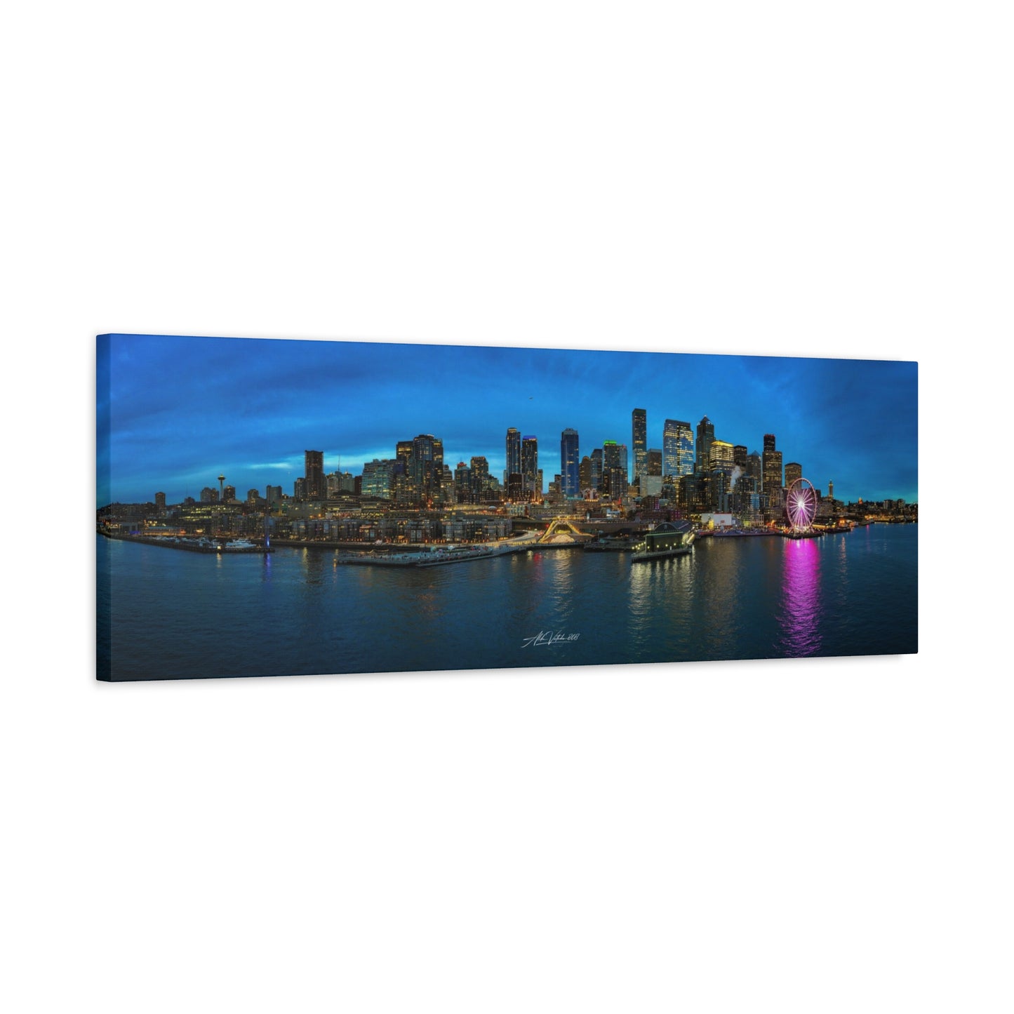 Blue Hour Seattle Waterfront Panoramic