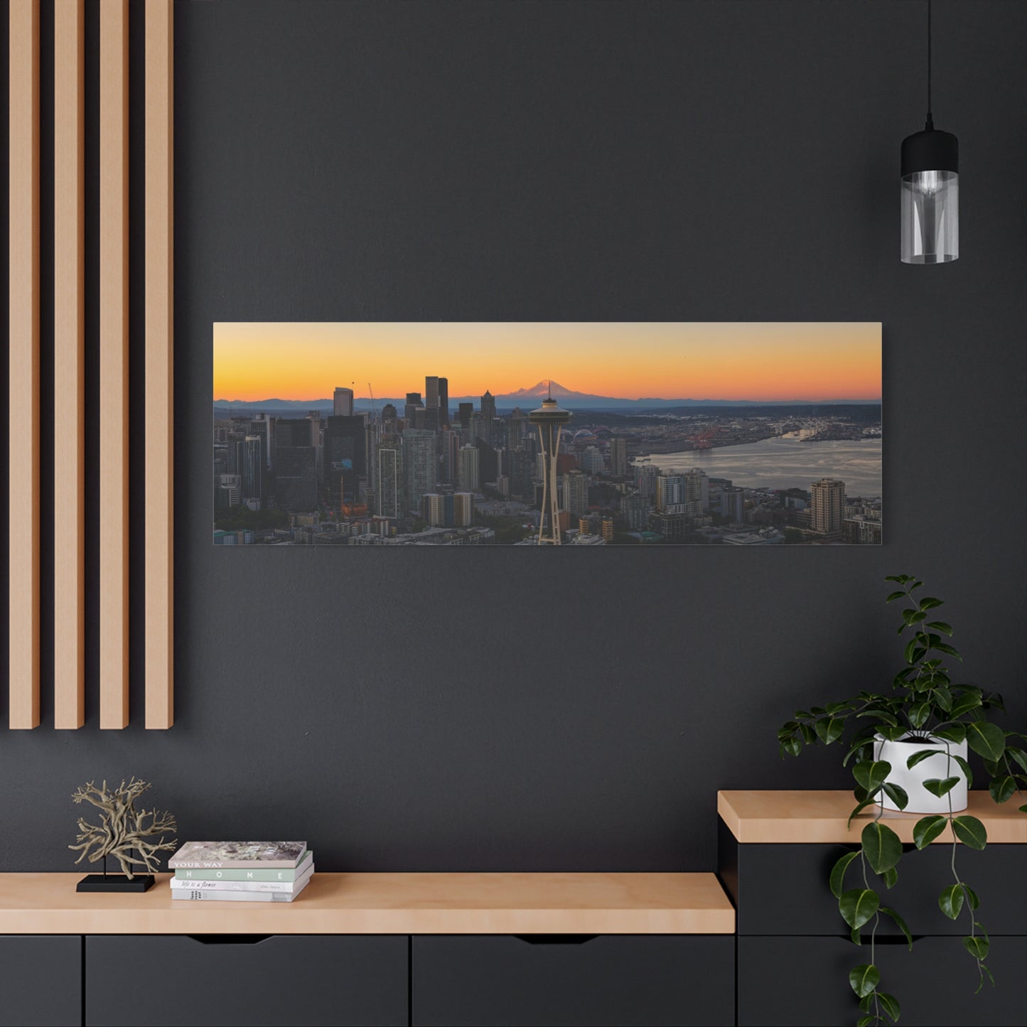 Panoramic Space Needle & Mt. Rainier Alignment Canvas Print