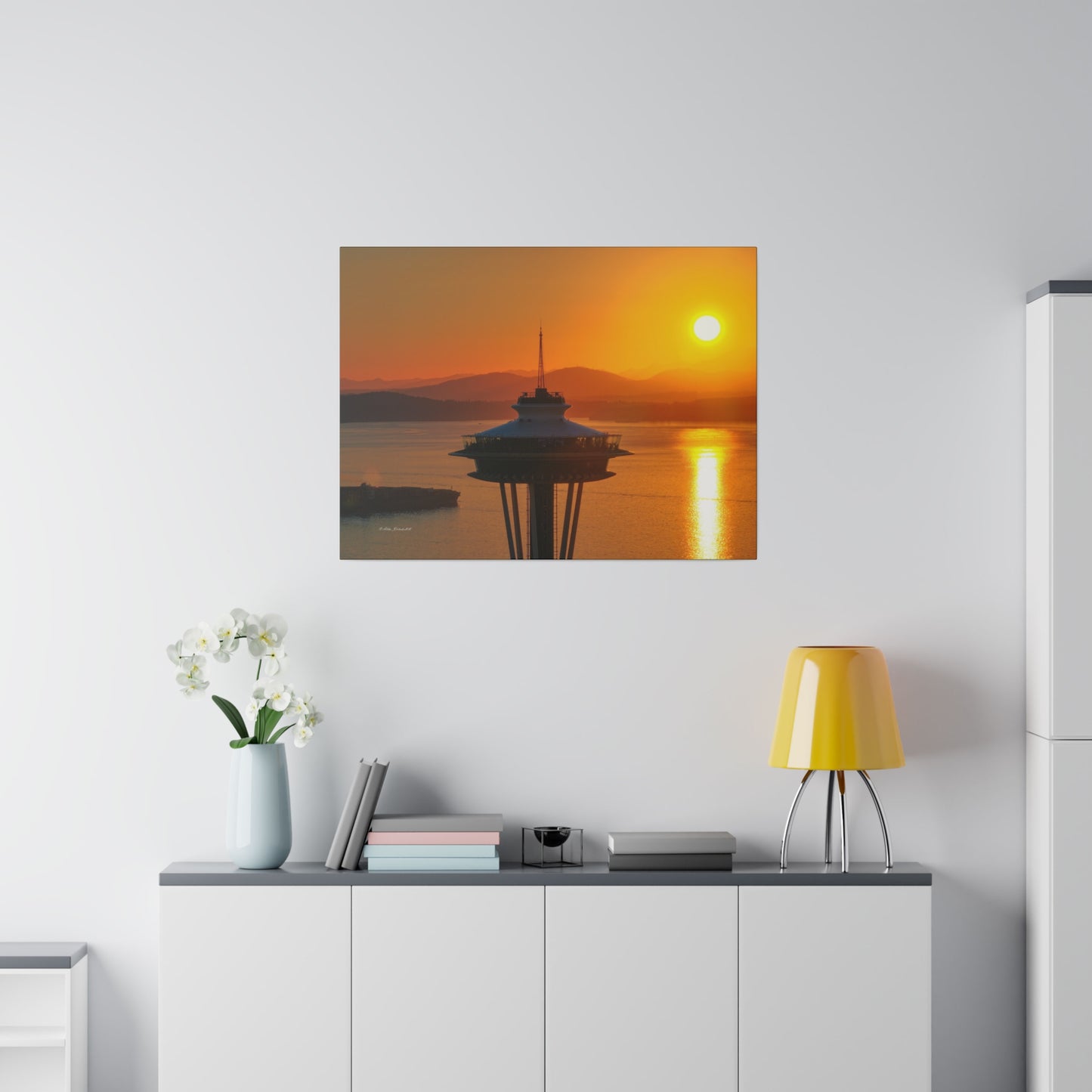 Golden Hour Sunset Behind Space Needle