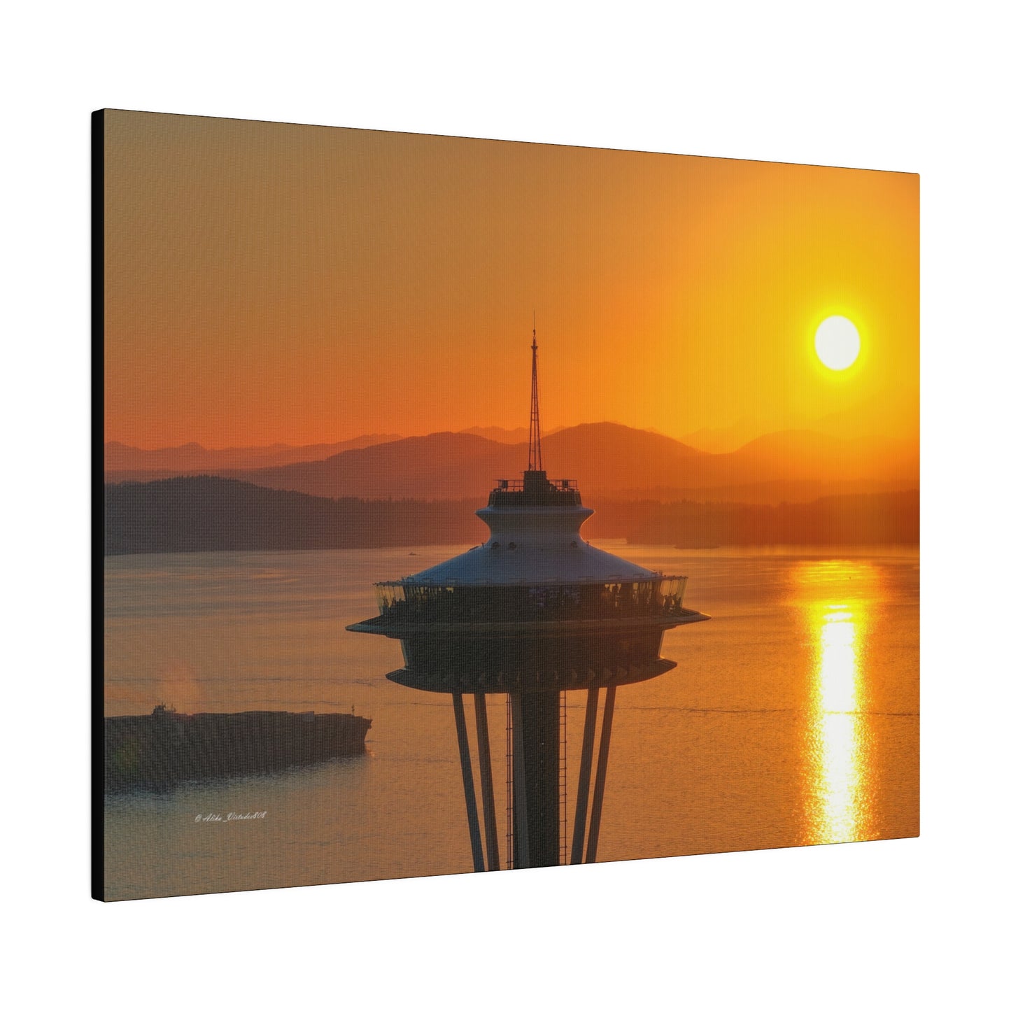Golden Hour Sunset Behind Space Needle