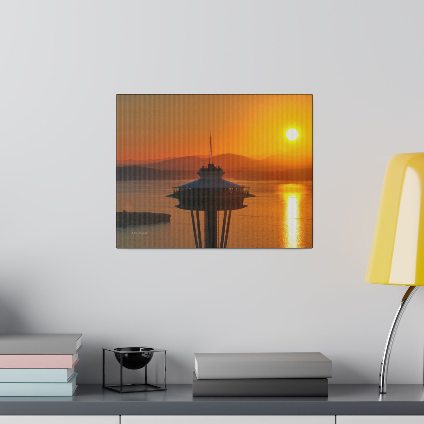 Golden Hour Sunset Behind Space Needle
