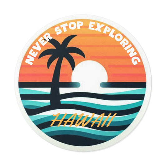 Tropical Sunset Round Vinyl Stickers