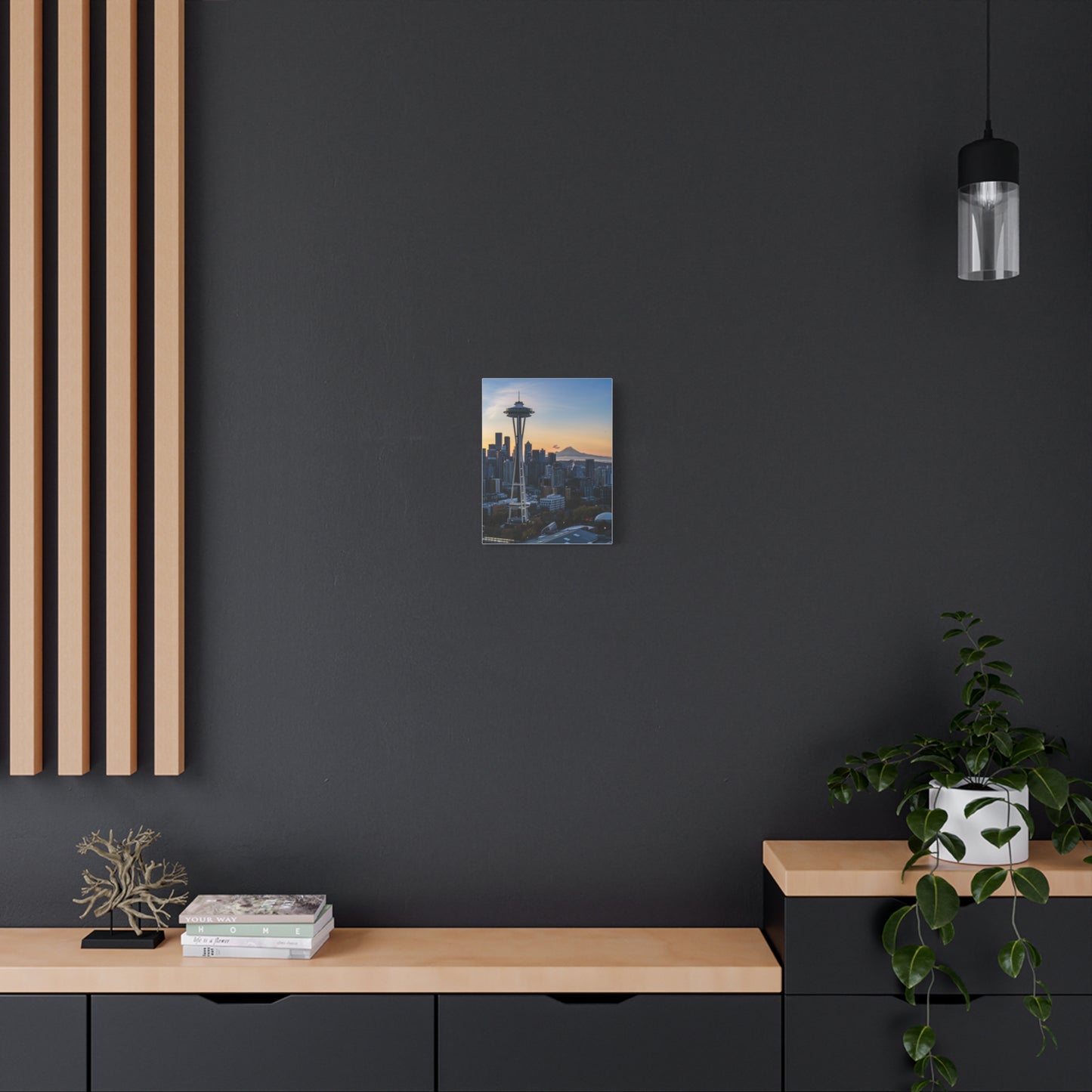 Seattle Space Needle & Mt. Rainier Sunrise Matte Canvas (Stretched 1.25")