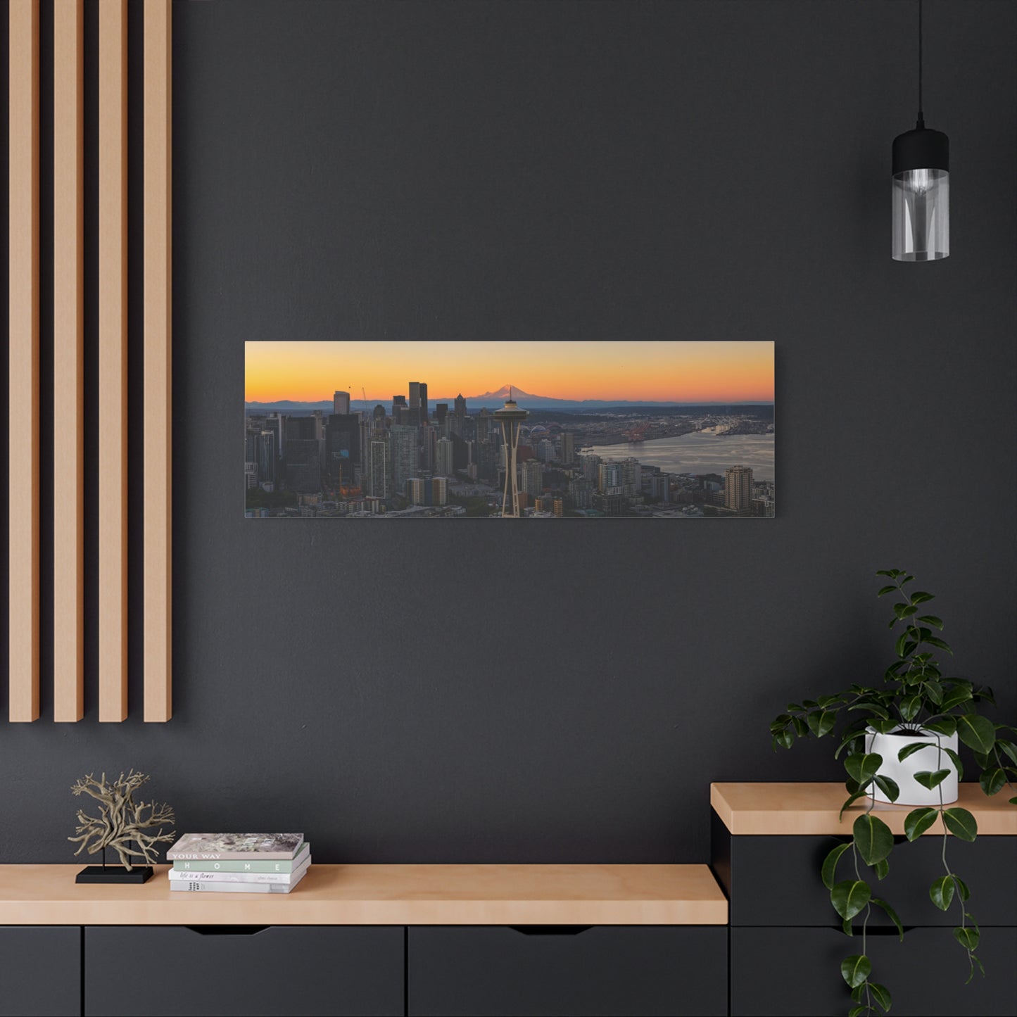 Panoramic Space Needle & Mt. Rainier Alignment Canvas Print