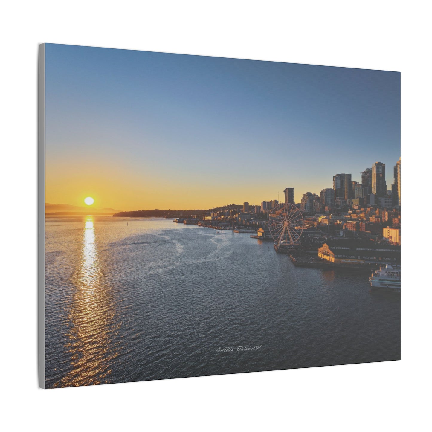 Golden Hour Sunset over Seattle Waterfront