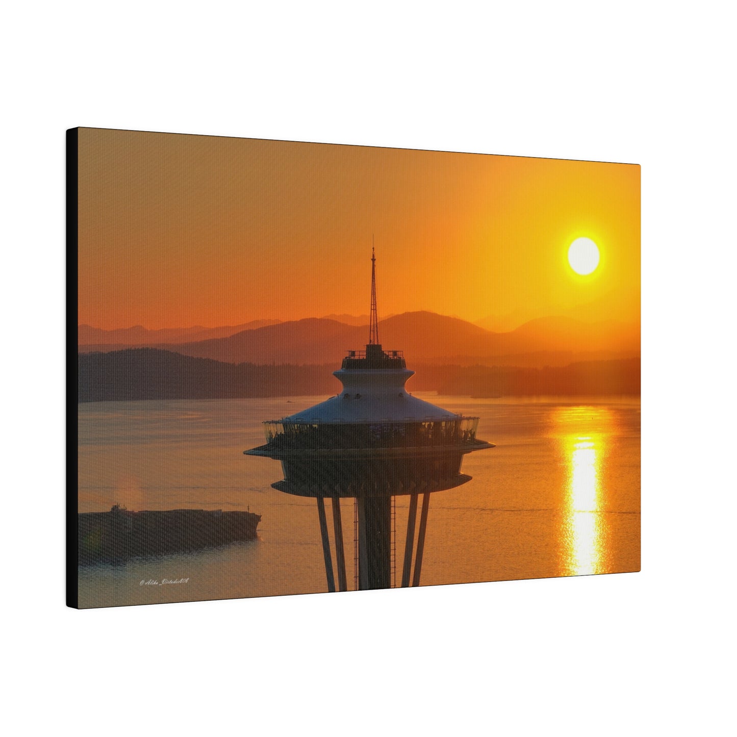 Golden Hour Sunset Behind Space Needle