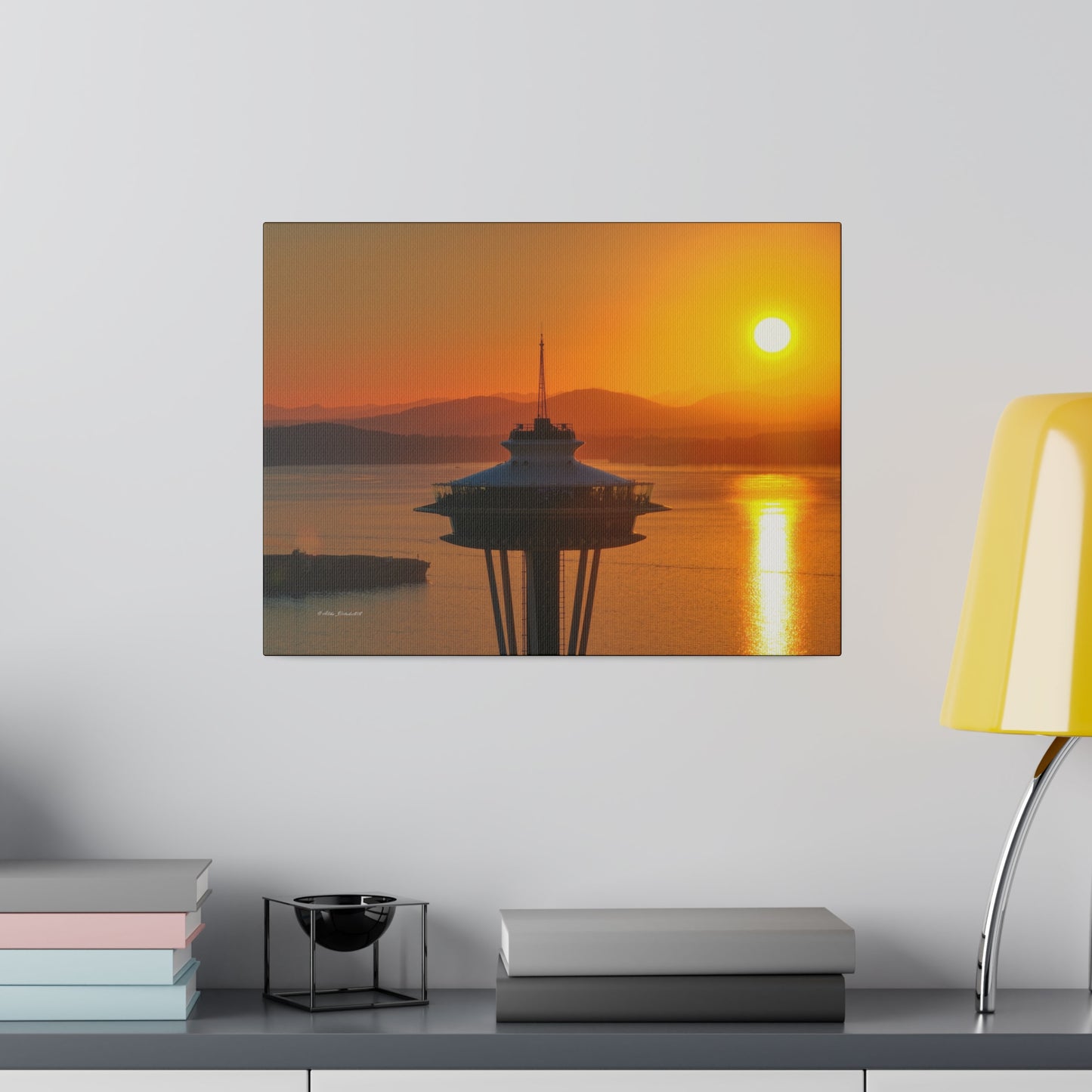 Golden Hour Sunset Behind Space Needle