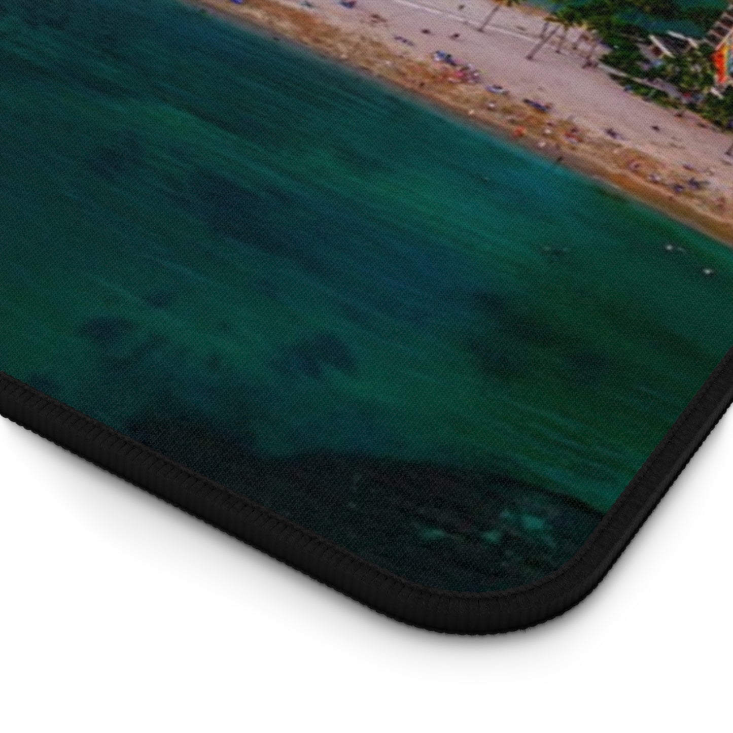 Panoramic View of Waikiki Sunset Desk Mat