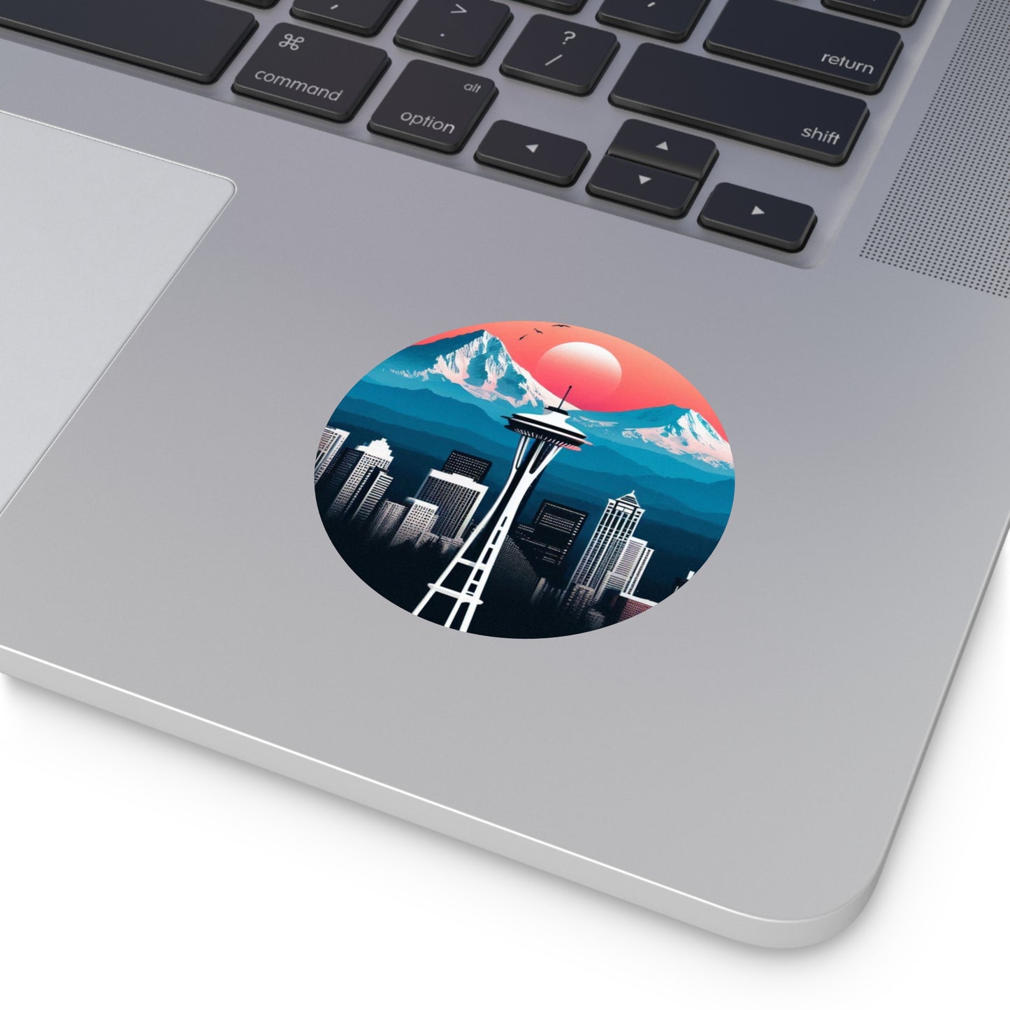 Space Needle Round Vinyl Stickers