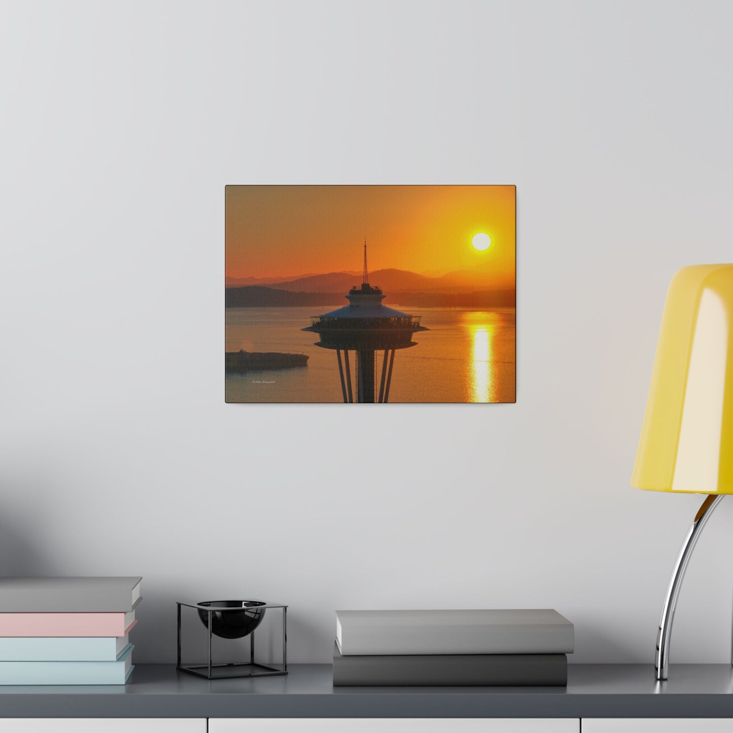 Golden Hour Sunset Behind Space Needle