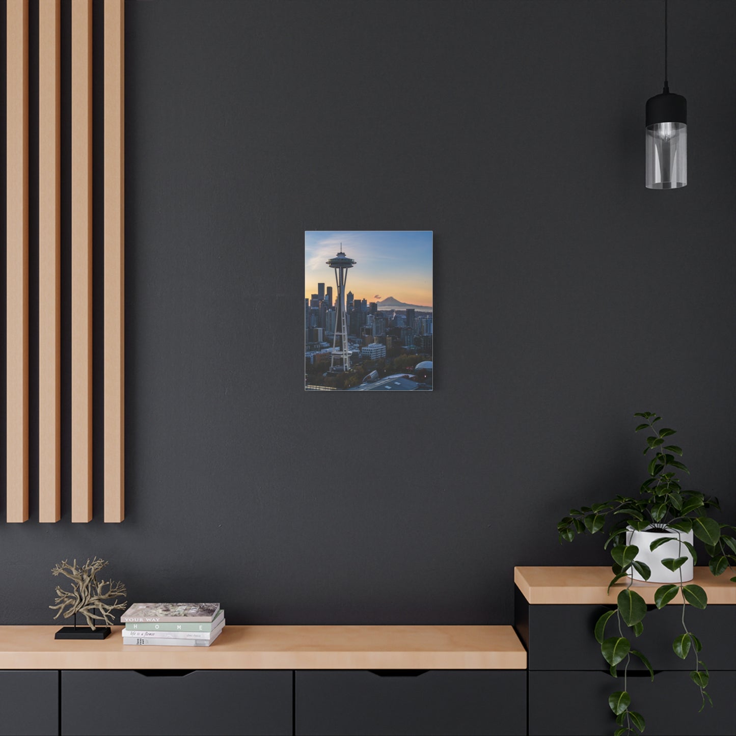 Seattle Space Needle & Mt. Rainier Sunrise Matte Canvas (Stretched 1.25")