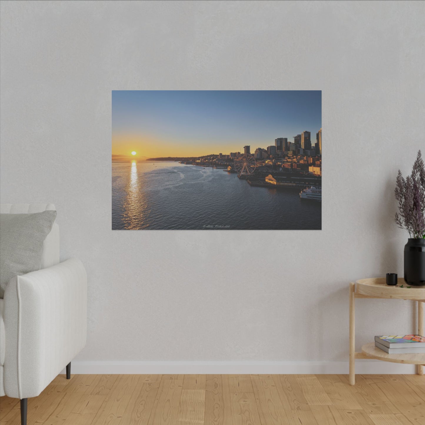 Golden Hour Sunset over Seattle Waterfront