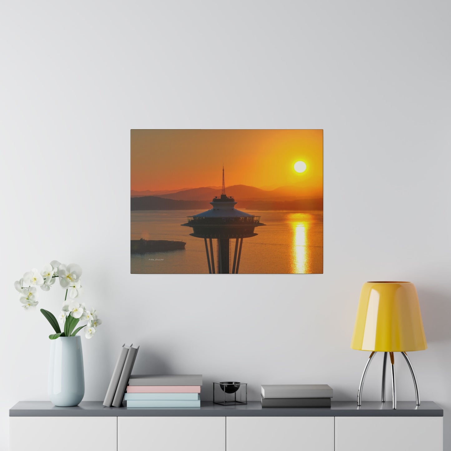 Golden Hour Sunset Behind Space Needle
