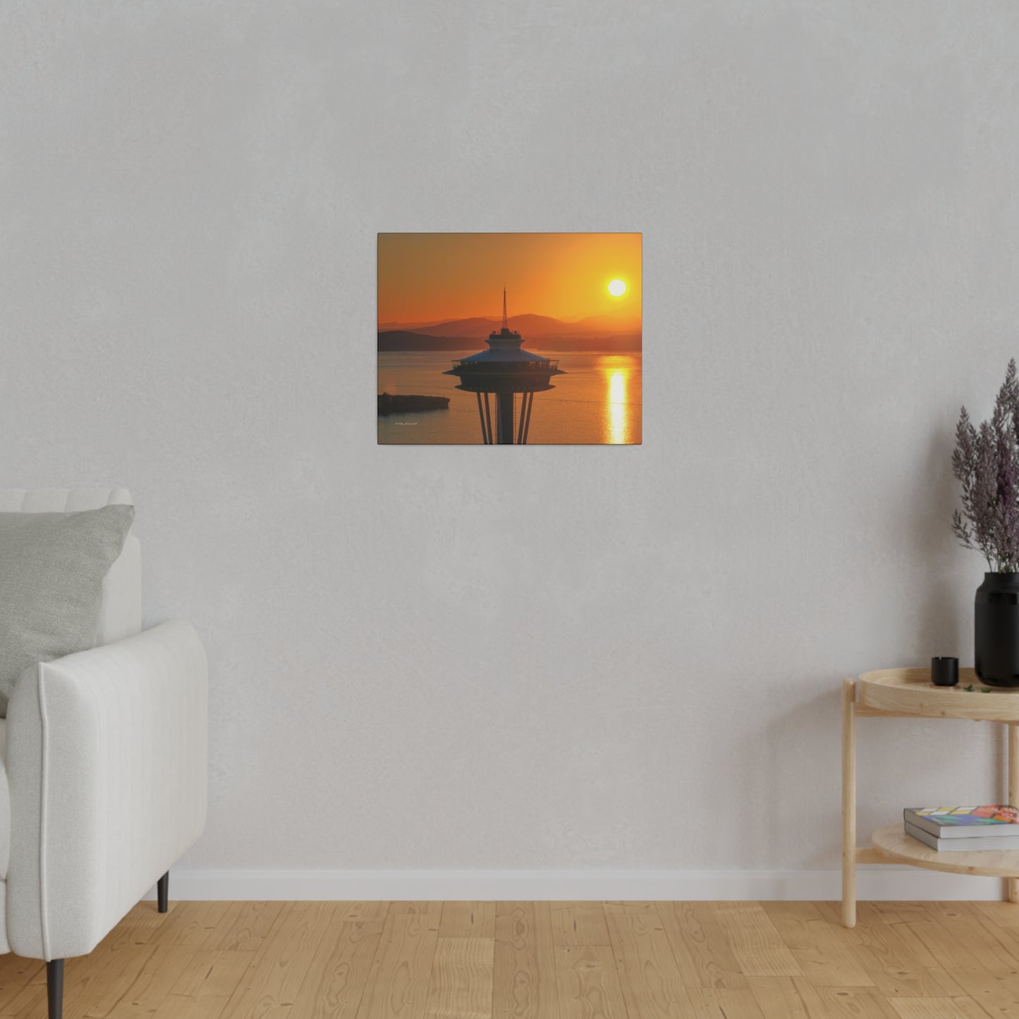 Golden Hour Sunset Behind Space Needle