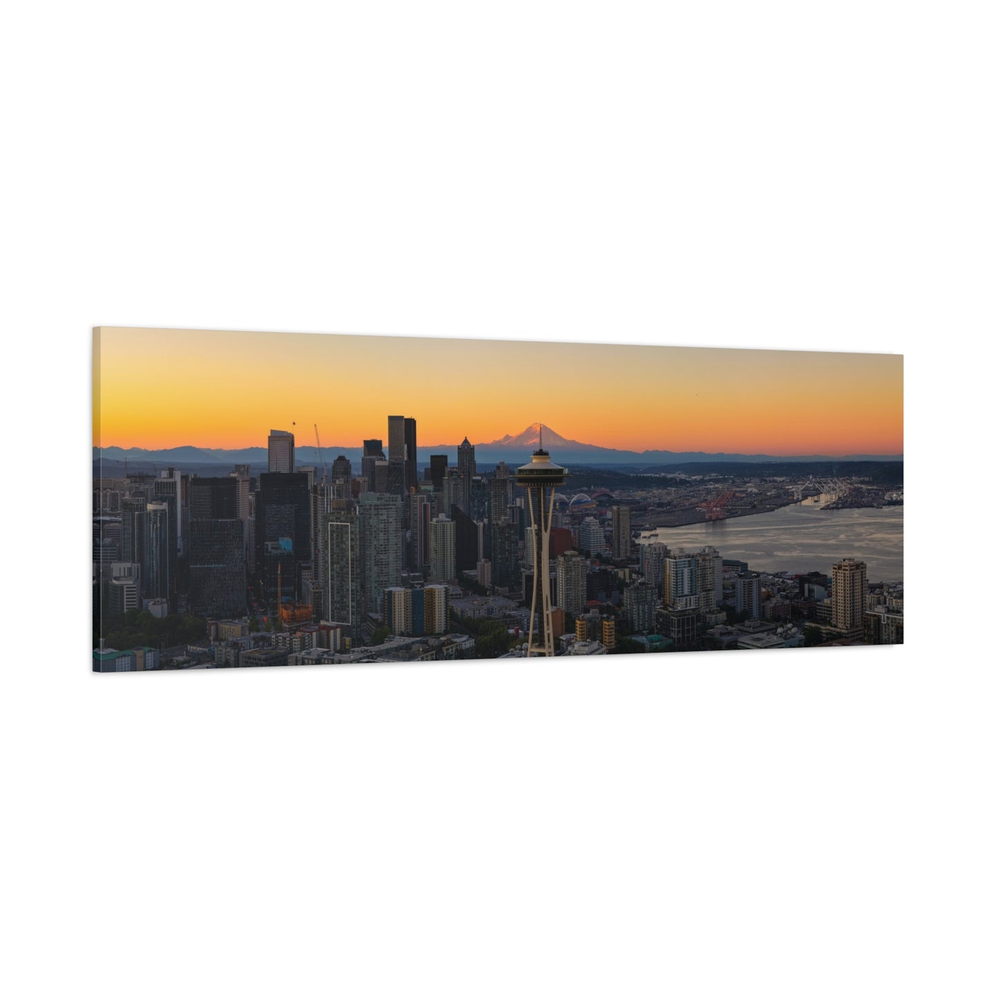 Panoramic Space Needle & Mt. Rainier Alignment Canvas Print