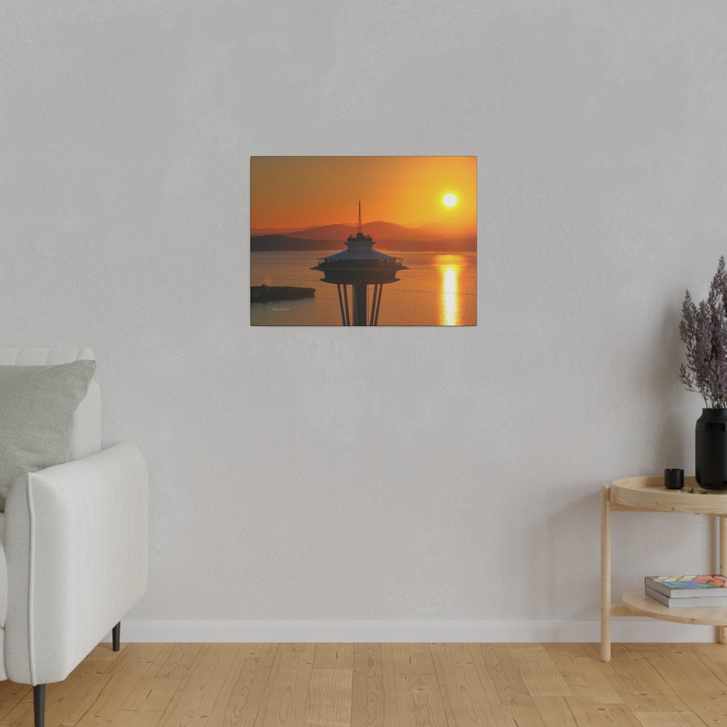 Golden Hour Sunset Behind Space Needle