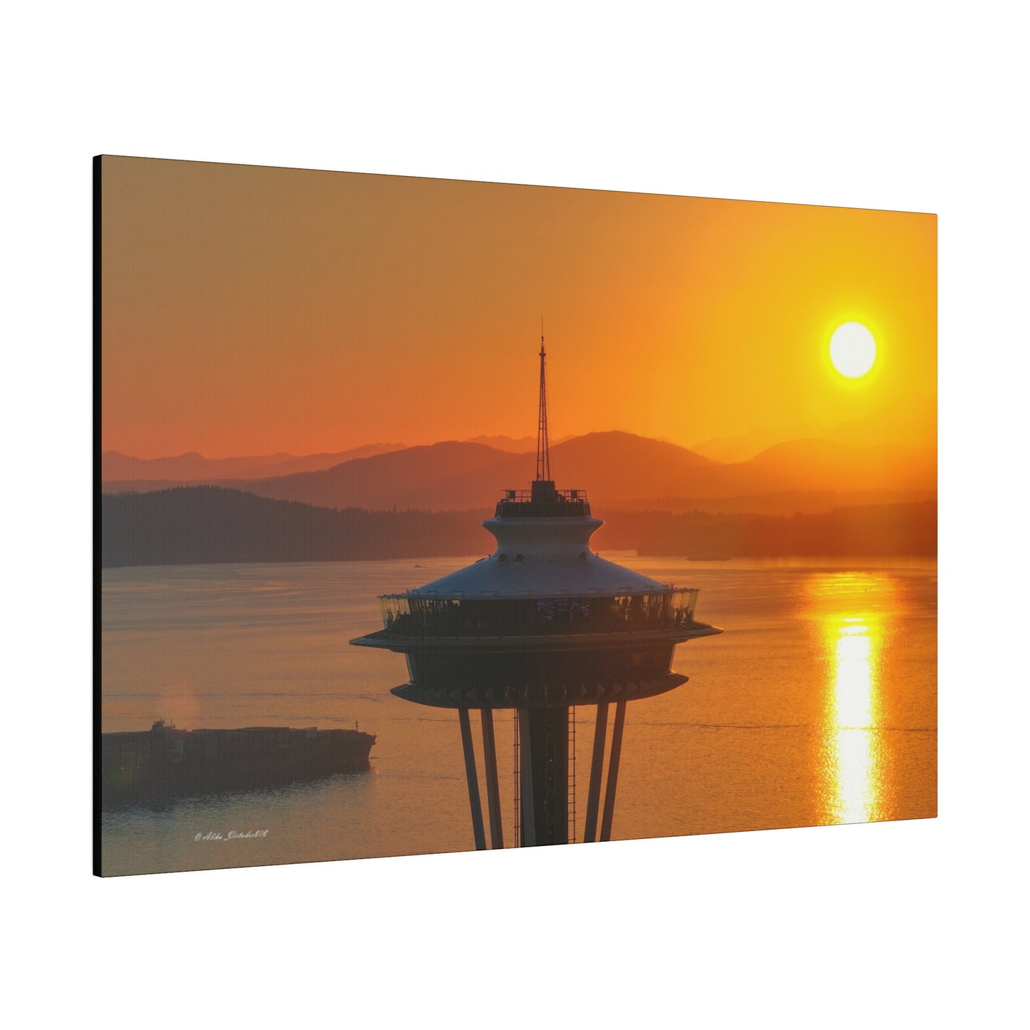 Golden Hour Sunset Behind Space Needle