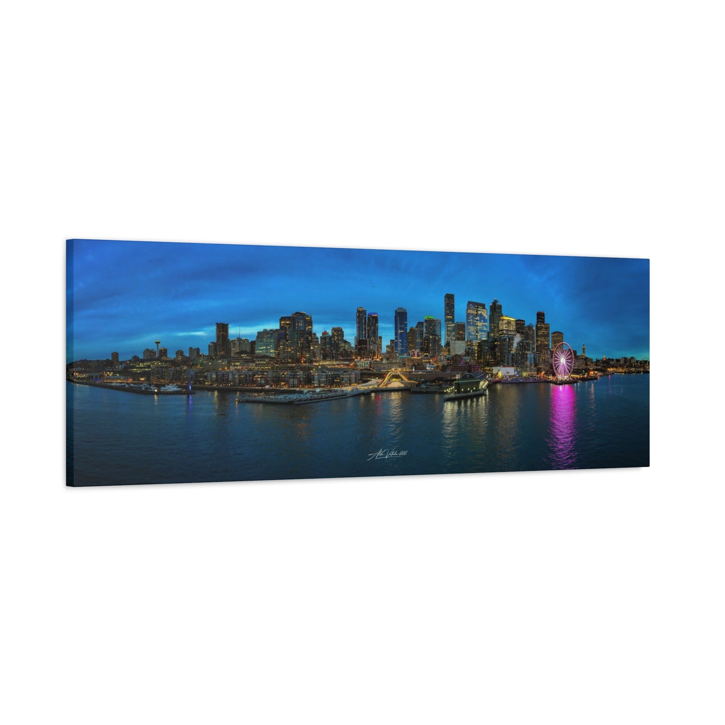 Blue Hour Seattle Waterfront Panoramic
