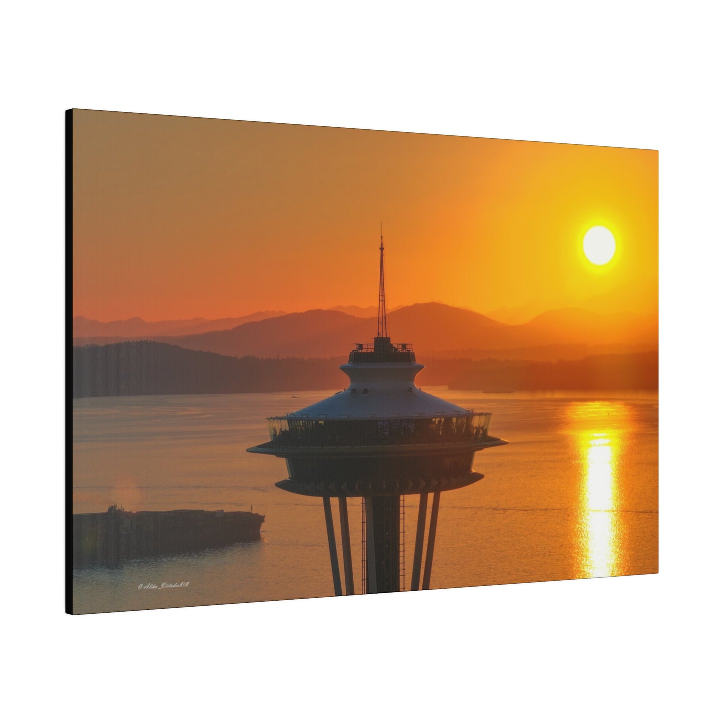 Golden Hour Sunset Behind Space Needle