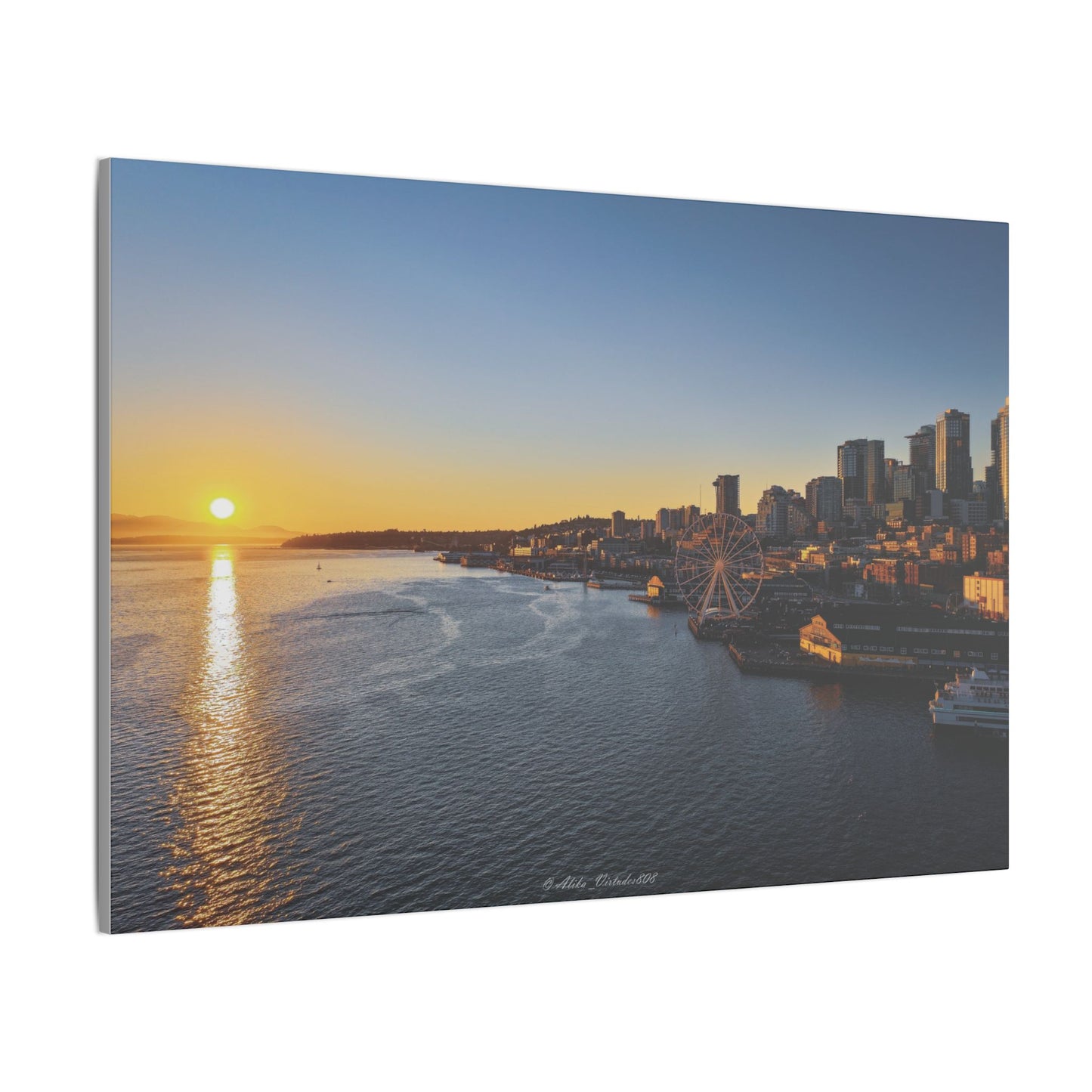Golden Hour Sunset over Seattle Waterfront