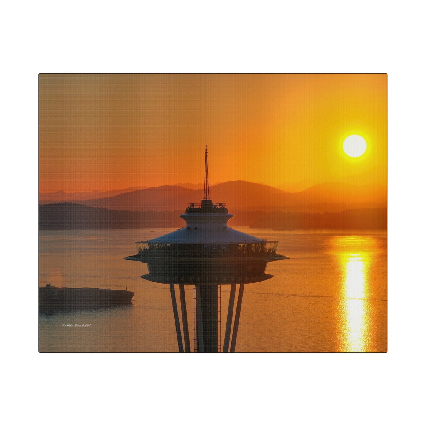 Golden Hour Sunset Behind Space Needle