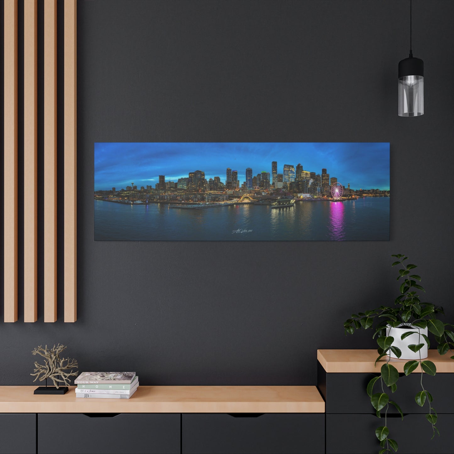 Blue Hour Seattle Waterfront Panoramic