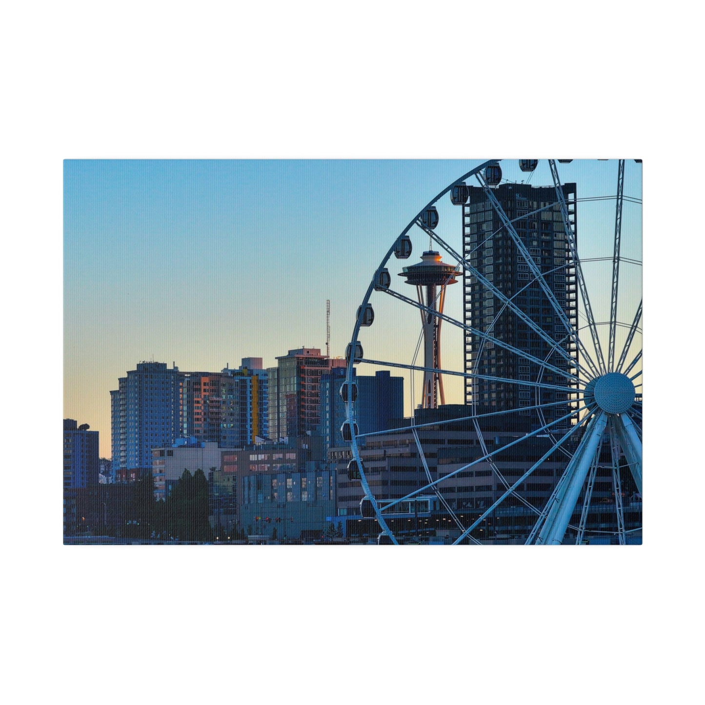 Seattle's Space needle through the Great Ferris wheel