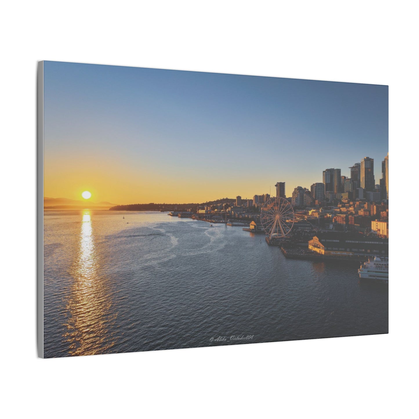 Golden Hour Sunset over Seattle Waterfront