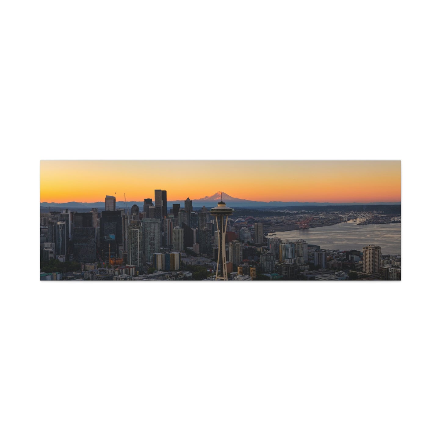 Panoramic Space Needle & Mt. Rainier Alignment Canvas Print