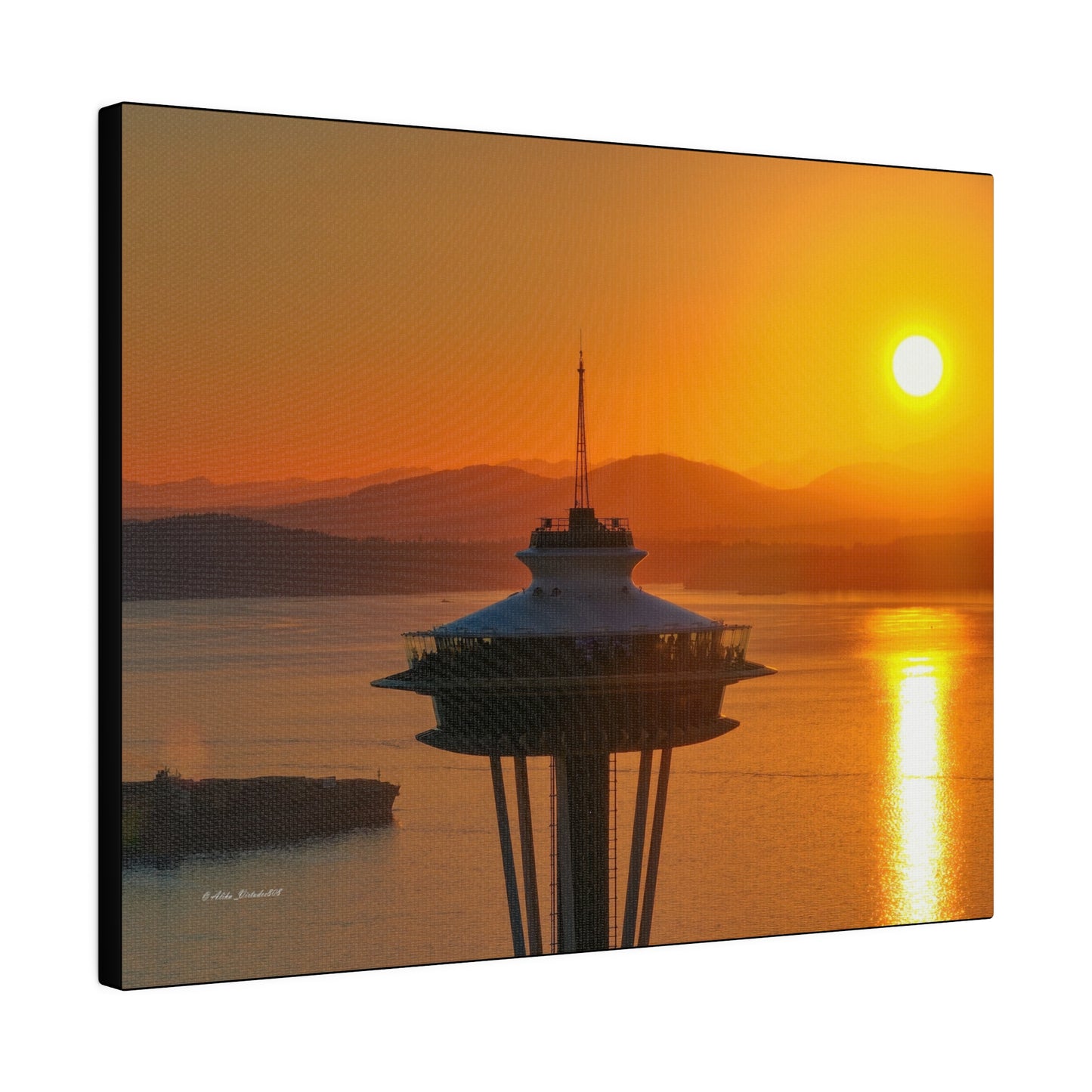 Golden Hour Sunset Behind Space Needle