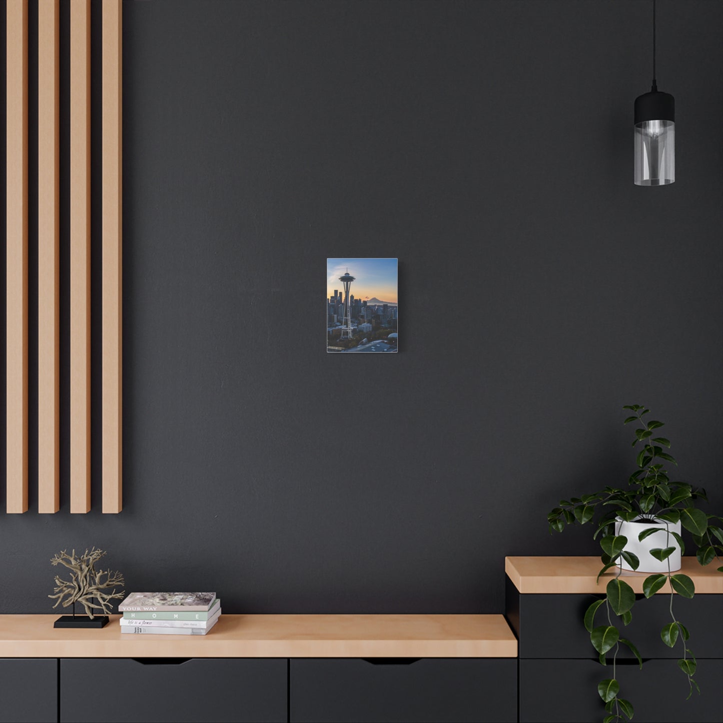 Seattle Space Needle & Mt. Rainier Sunrise Matte Canvas (Stretched 1.25")