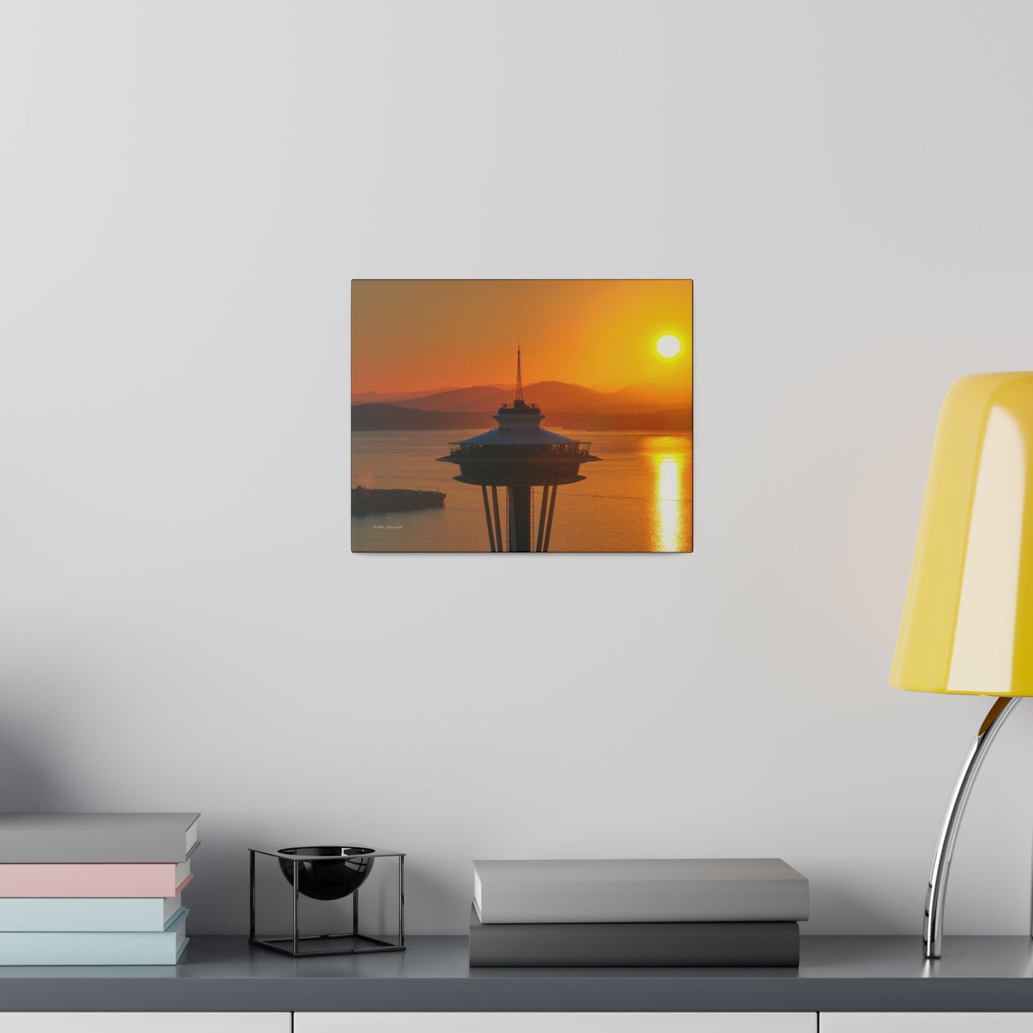 Golden Hour Sunset Behind Space Needle