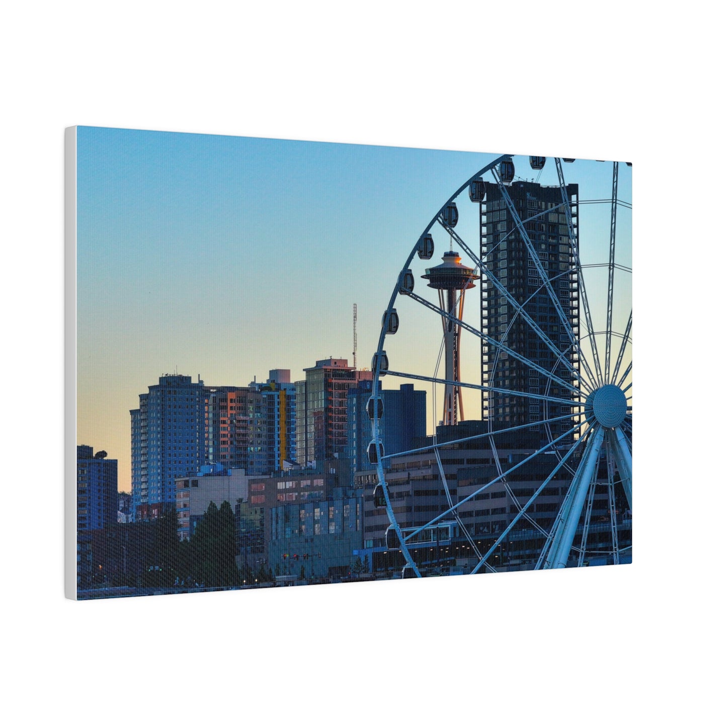 Seattle's Space needle through the Great Ferris wheel