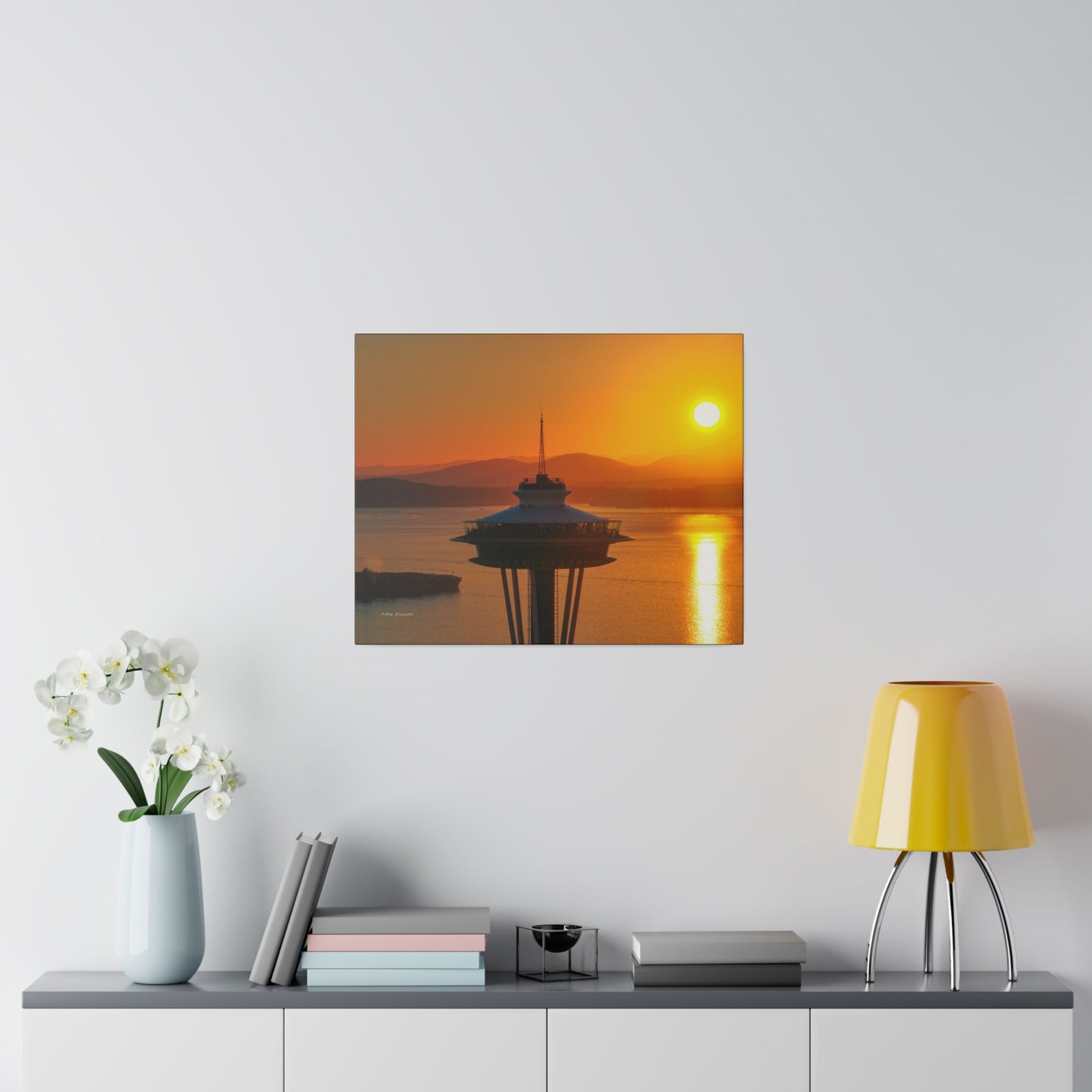 Golden Hour Sunset Behind Space Needle