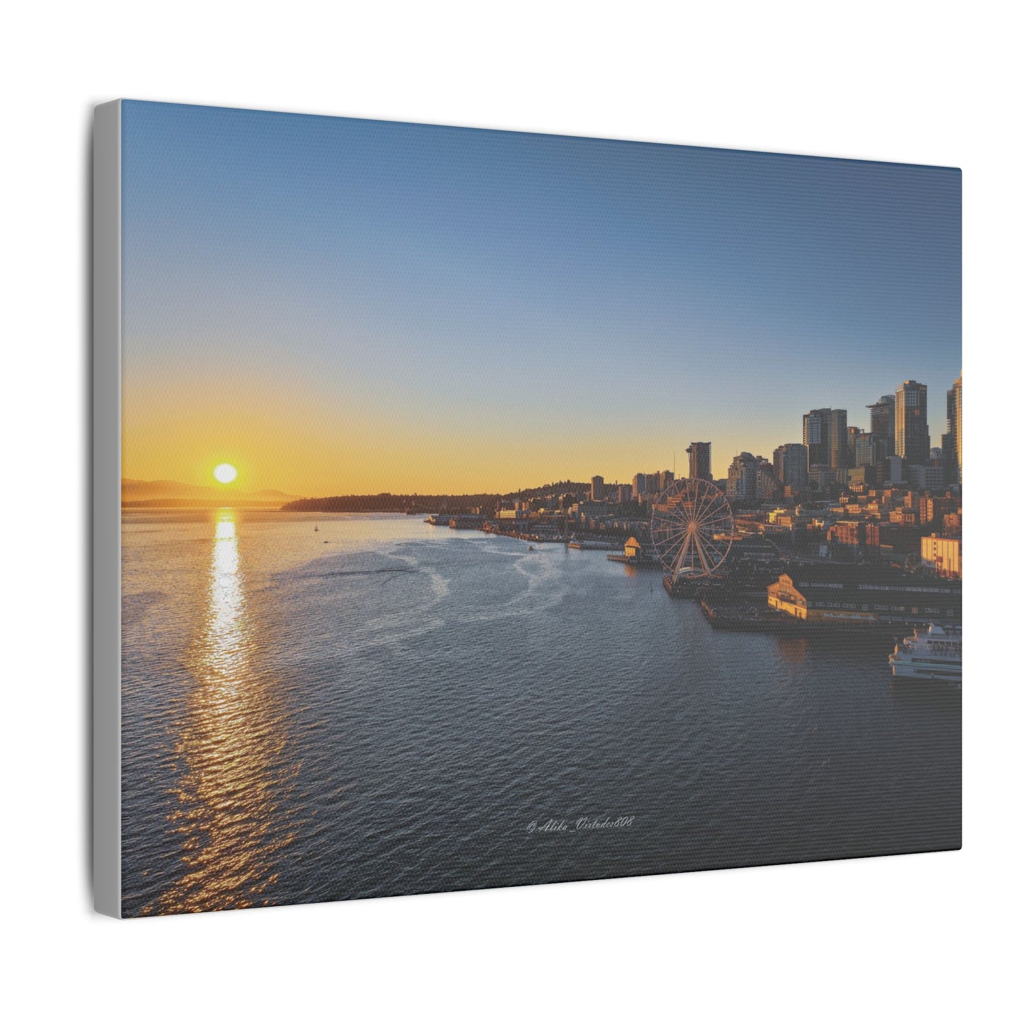 Golden Hour Sunset over Seattle Waterfront