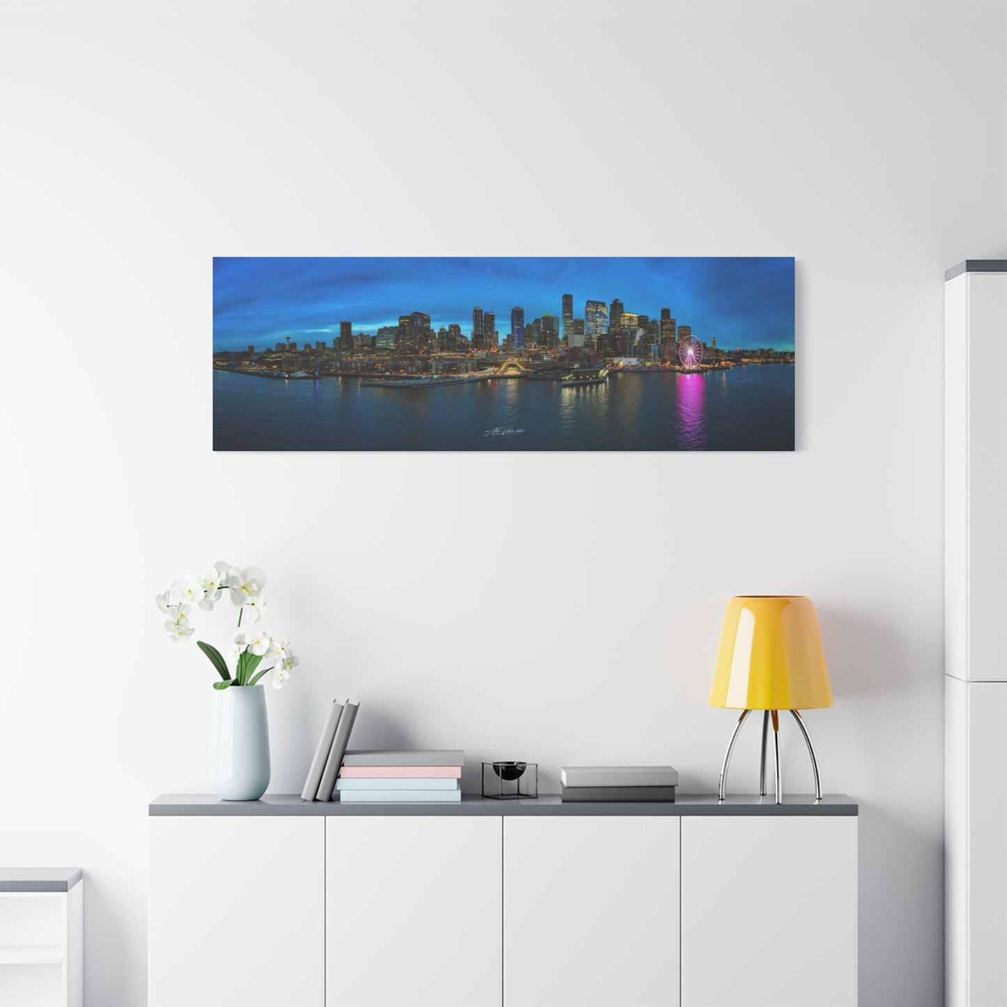 Blue Hour Seattle Waterfront Panoramic