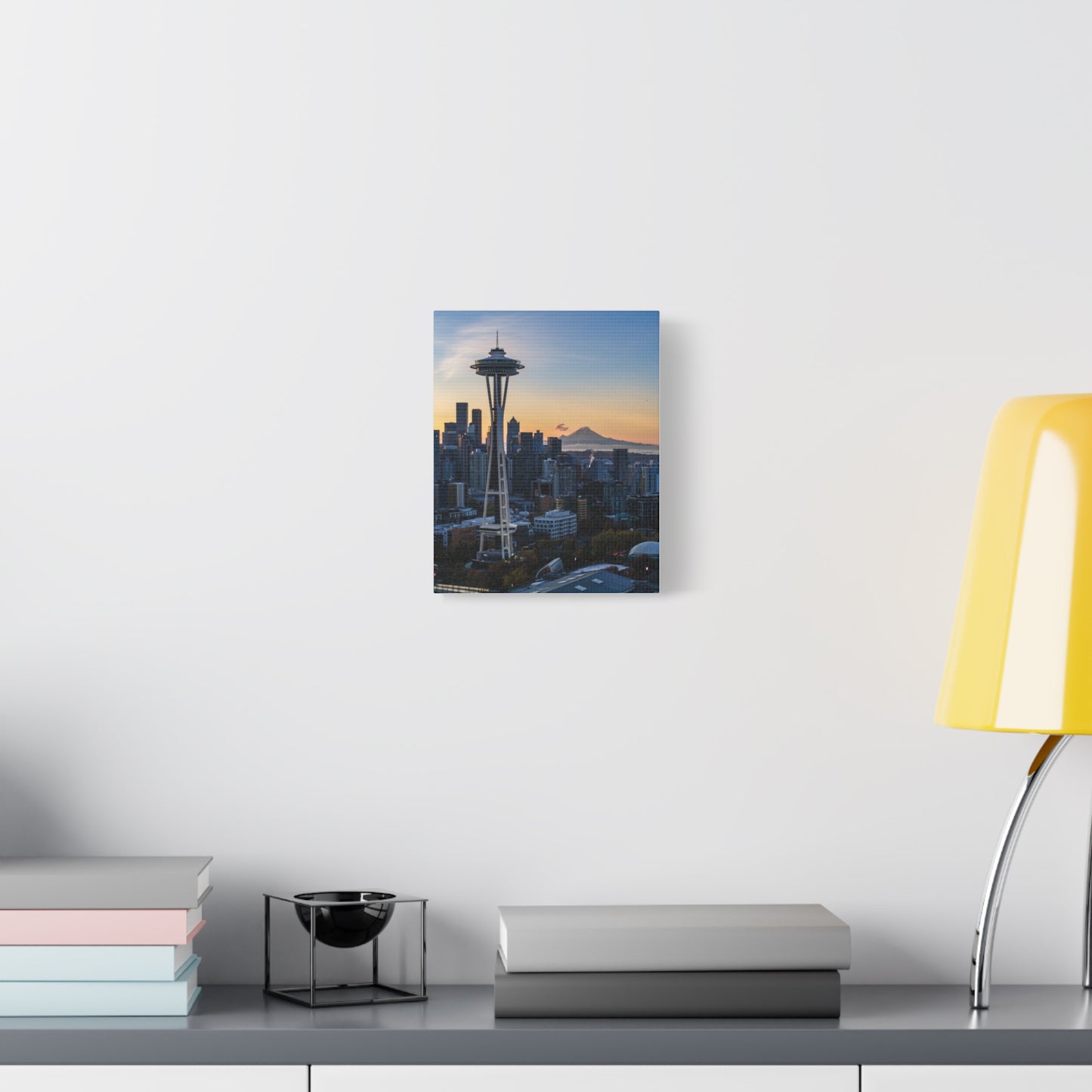 Seattle Space Needle & Mt. Rainier Sunrise Matte Canvas (Stretched 1.25")